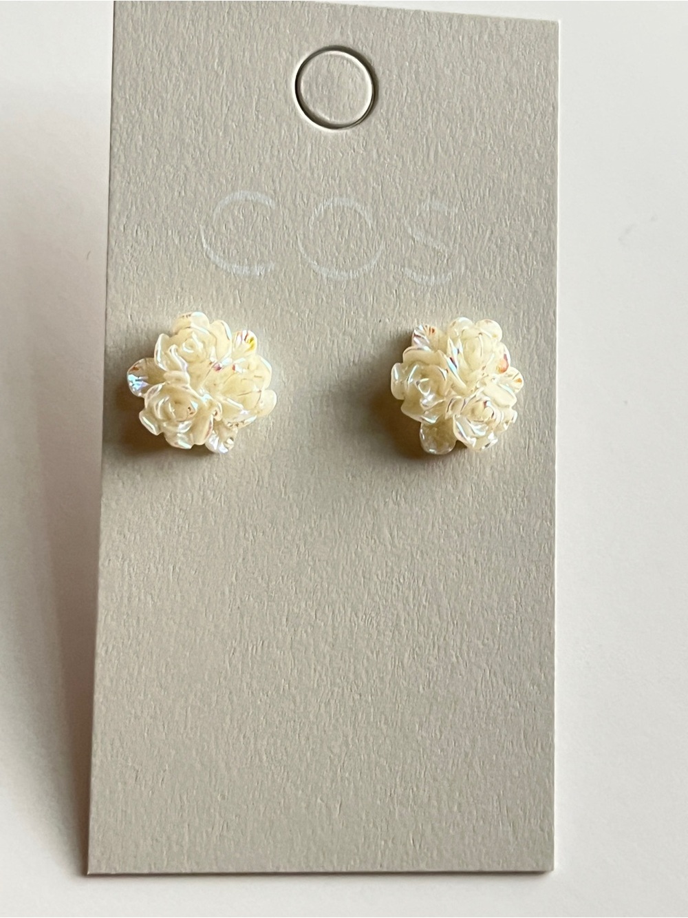 COS Cream Floral Cluster Stud Earrings - Picture 2 of 3
